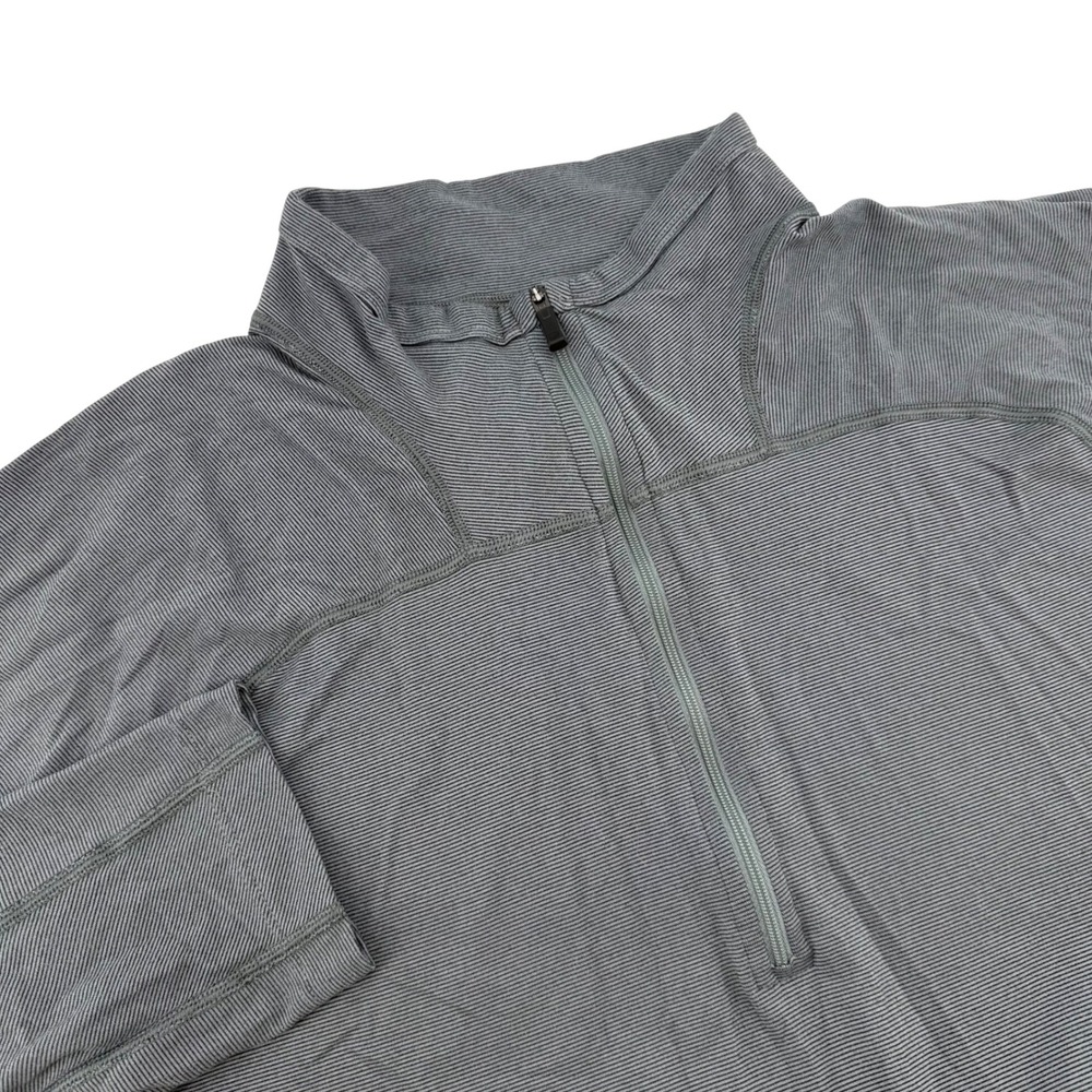 REI Co-op Quarter Zip Long Sleeve Pullover Shirt Men's L Gray Stripe‎ Polyester
